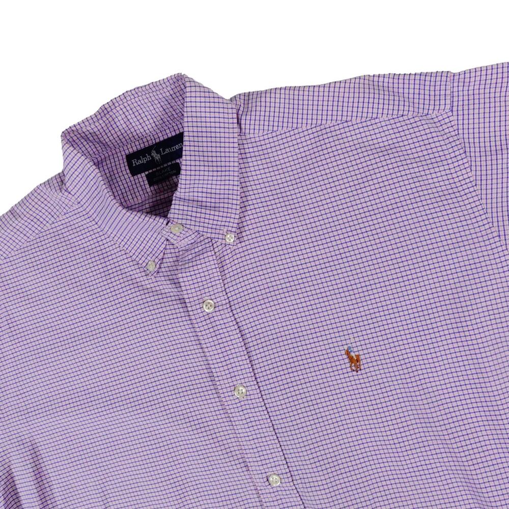 Ralph Lauren Blake Vintage Check Heavy Flesh Pony Button Up Shirt Men's Large
